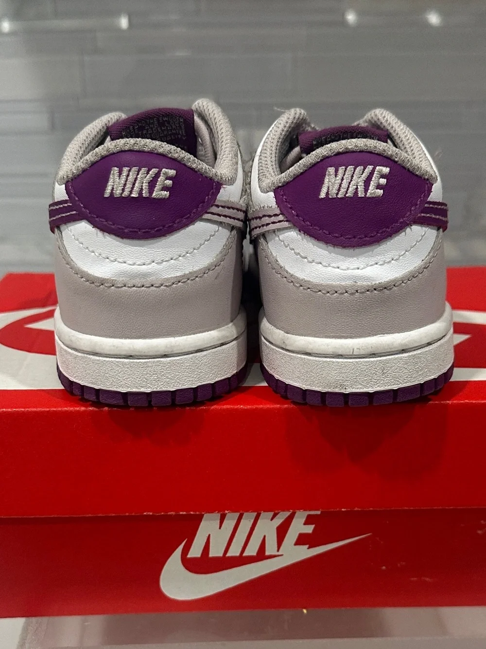 Nike Dunk Low Little Kids Sneakers White & Purple Size 8C w/ Box